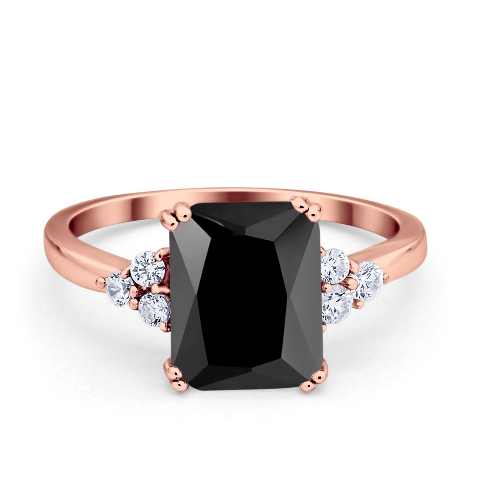 Art Deco Wedding Ring Round Simulated Cubic Zirconia 925 Sterling Silver