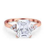 Art Deco Wedding Ring Round Simulated Cubic Zirconia 925 Sterling Silver