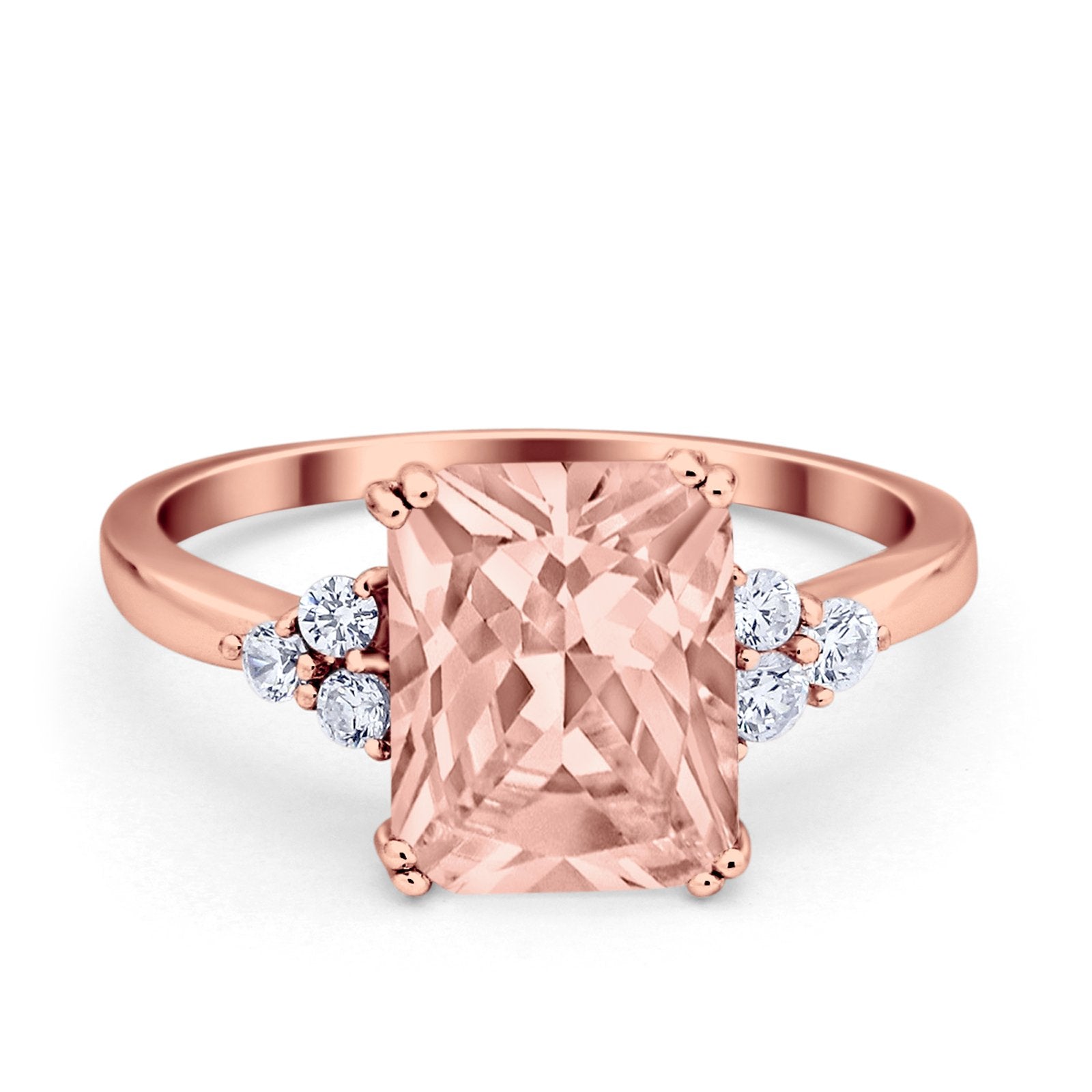 Art Deco Wedding Ring Round Simulated Cubic Zirconia 925 Sterling Silver