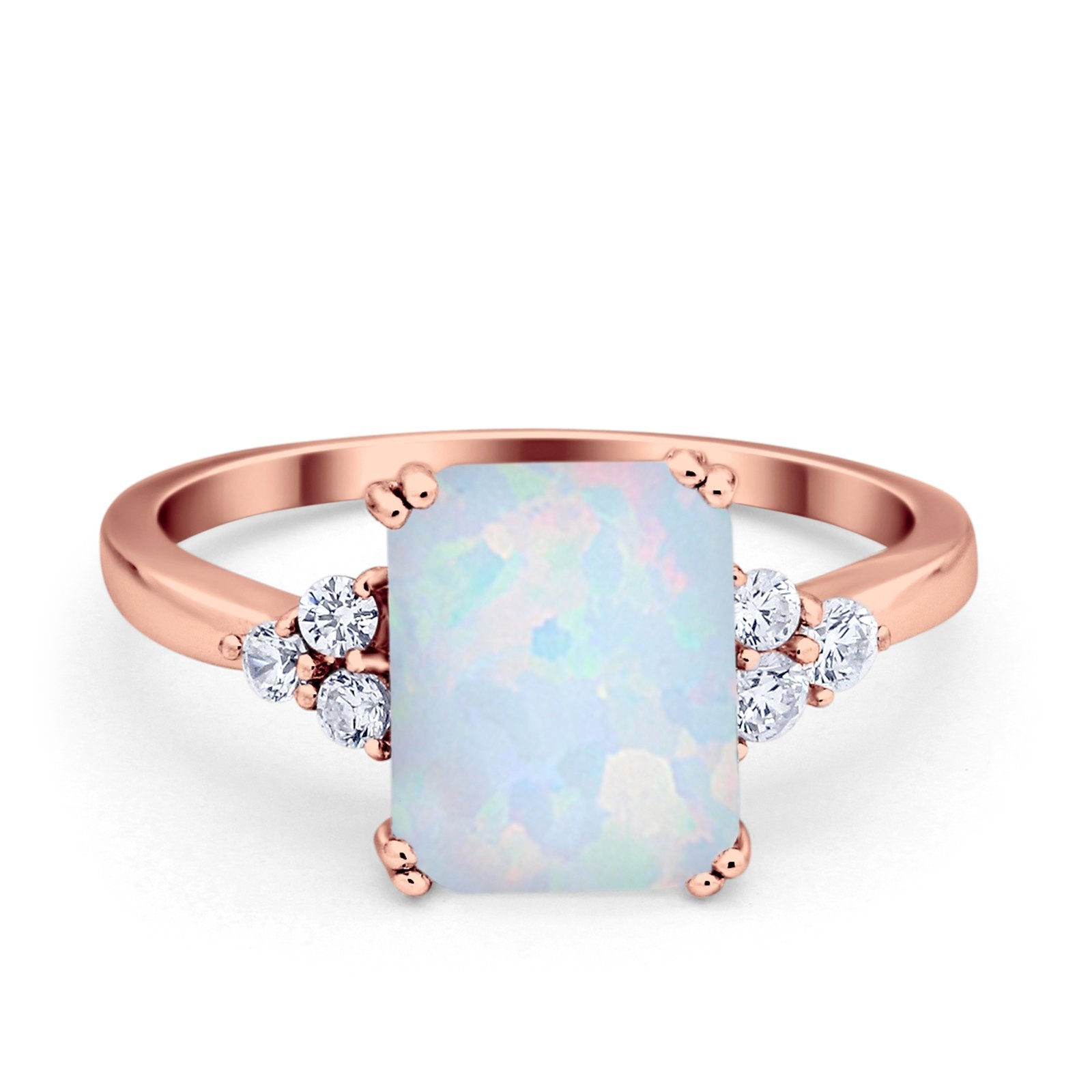 Art Deco Wedding Ring Round Simulated Cubic Zirconia 925 Sterling Silver