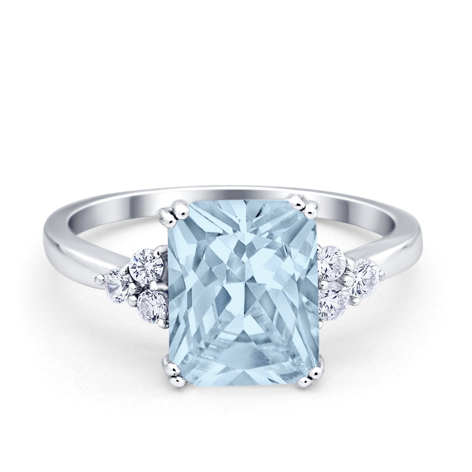 Art Deco Wedding Ring Round Simulated Cubic Zirconia 925 Sterling Silver