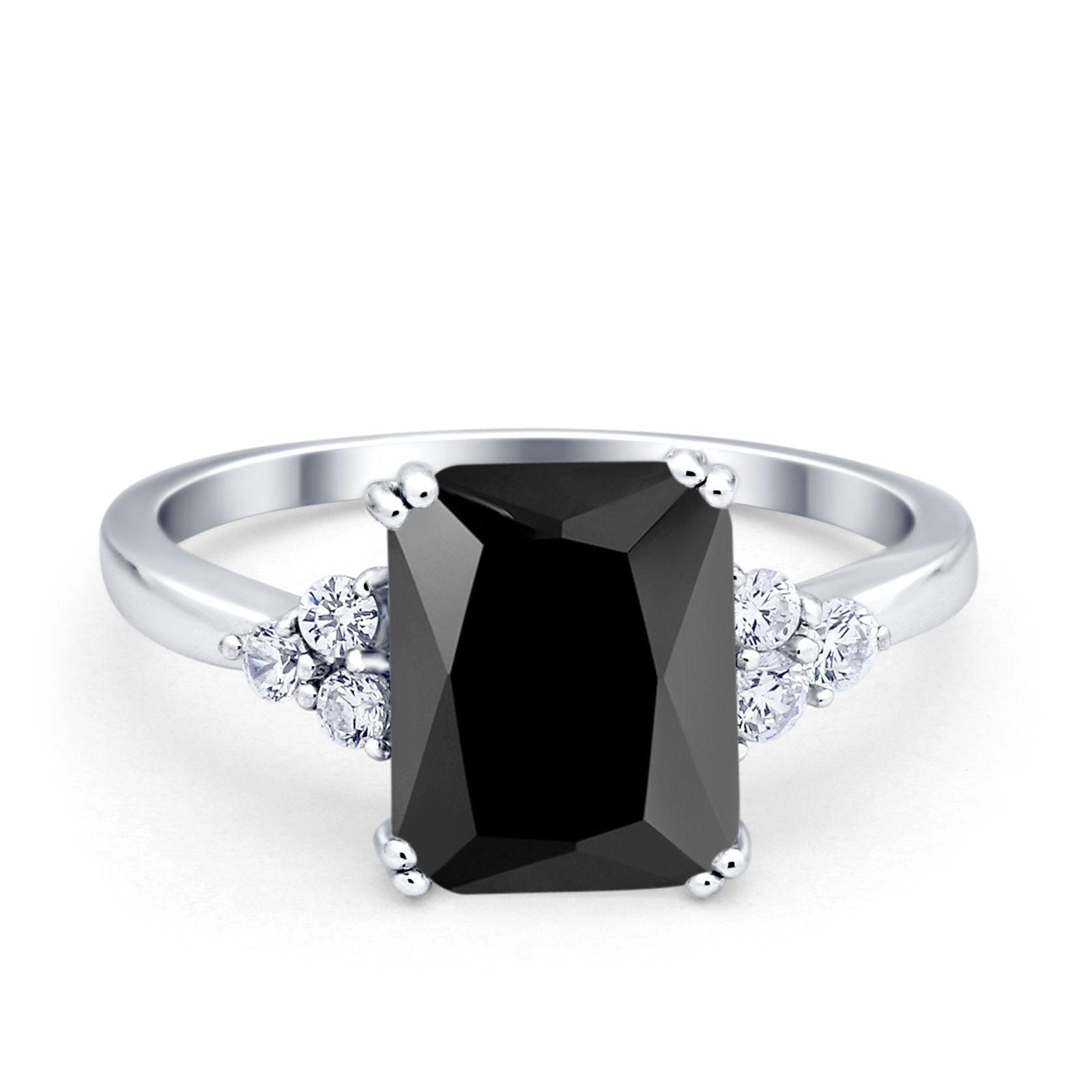 Art Deco Wedding Ring Round Simulated Cubic Zirconia 925 Sterling Silver