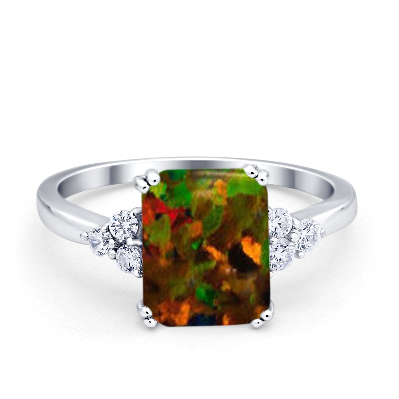 Art Deco Wedding Ring Round Simulated Cubic Zirconia 925 Sterling Silver