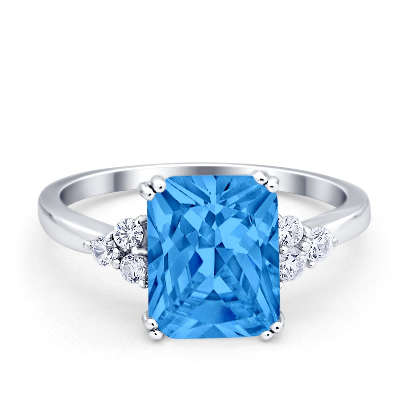 Art Deco Wedding Ring Round Simulated Cubic Zirconia 925 Sterling Silver