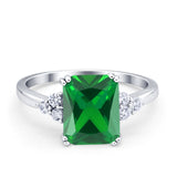 Art Deco Wedding Ring Round Simulated Cubic Zirconia 925 Sterling Silver