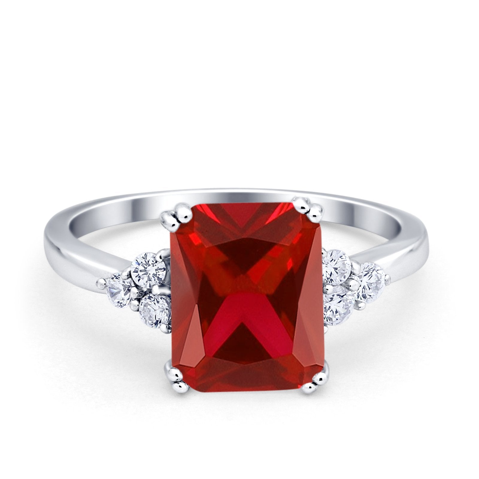 Art Deco Wedding Ring Round Simulated Cubic Zirconia 925 Sterling Silver