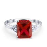 Art Deco Wedding Ring Round Simulated Cubic Zirconia 925 Sterling Silver