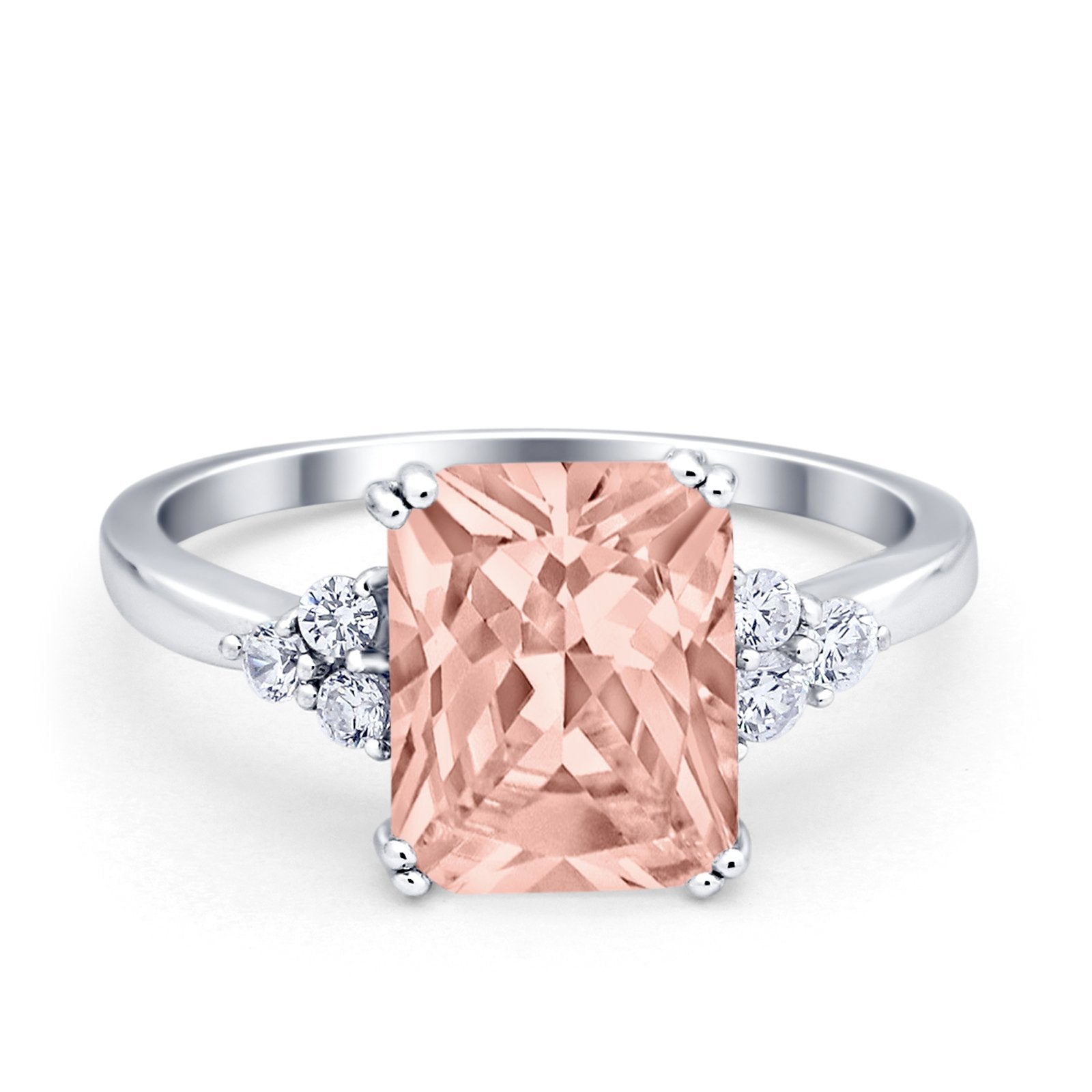 Art Deco Wedding Ring Round Simulated Cubic Zirconia 925 Sterling Silver