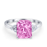 Art Deco Wedding Ring Round Simulated Cubic Zirconia 925 Sterling Silver