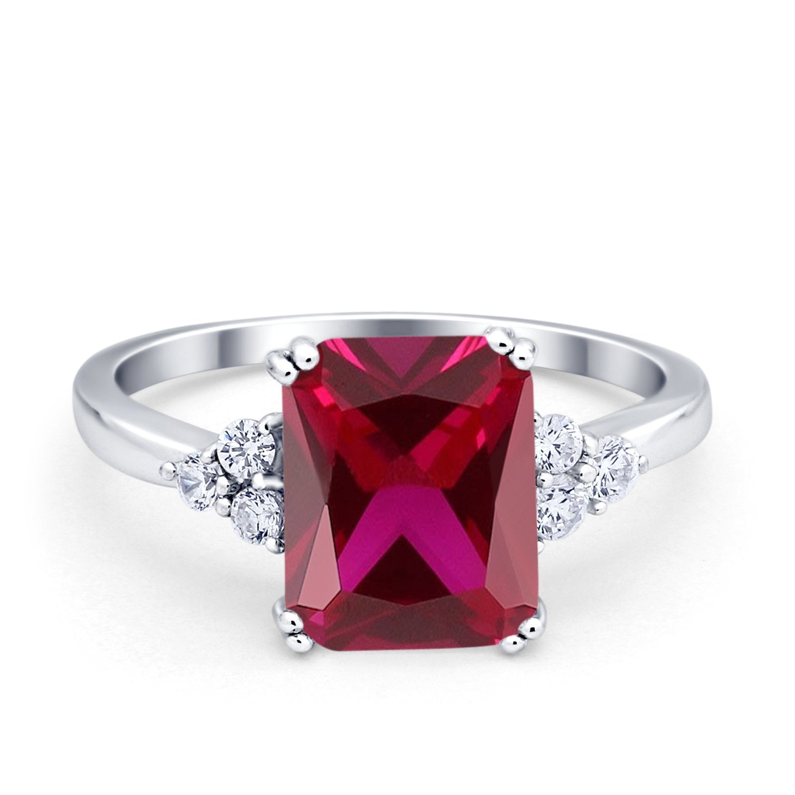 Art Deco Wedding Ring Round Simulated Cubic Zirconia 925 Sterling Silver