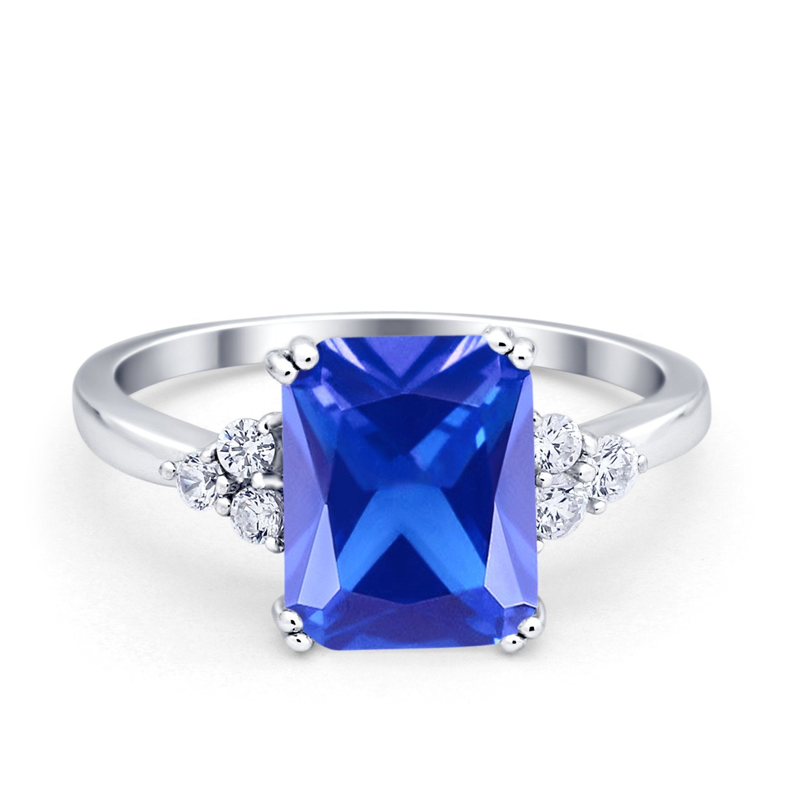 Art Deco Wedding Ring Round Simulated Cubic Zirconia 925 Sterling Silver