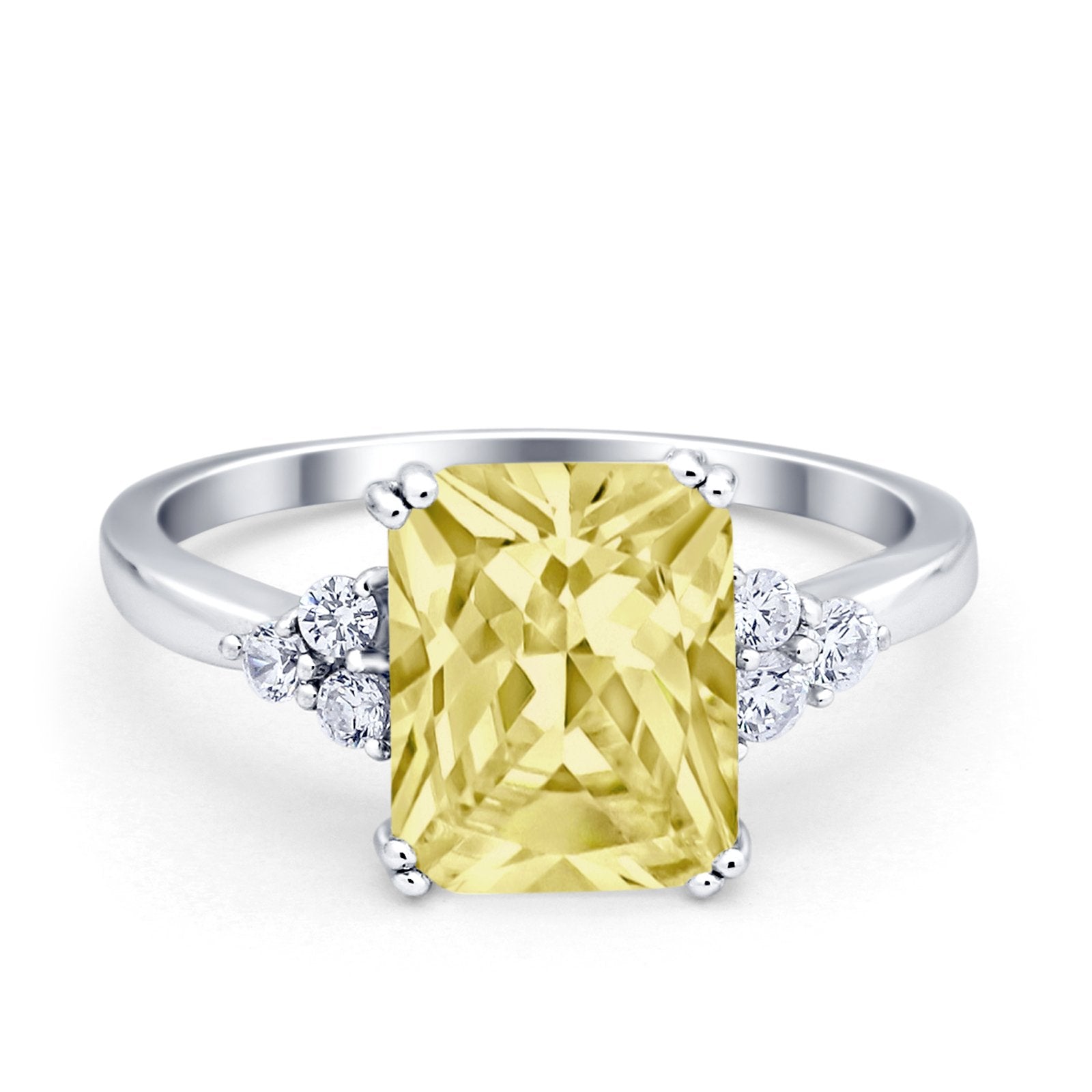 Art Deco Wedding Ring Round Simulated Cubic Zirconia 925 Sterling Silver