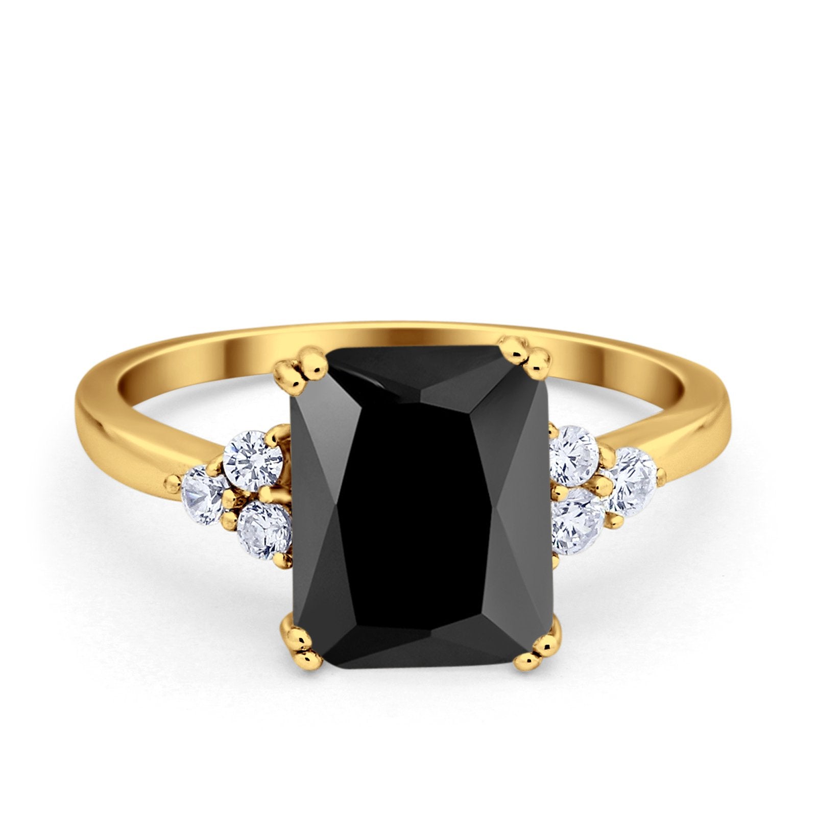 Art Deco Wedding Ring Round Simulated Cubic Zirconia 925 Sterling Silver