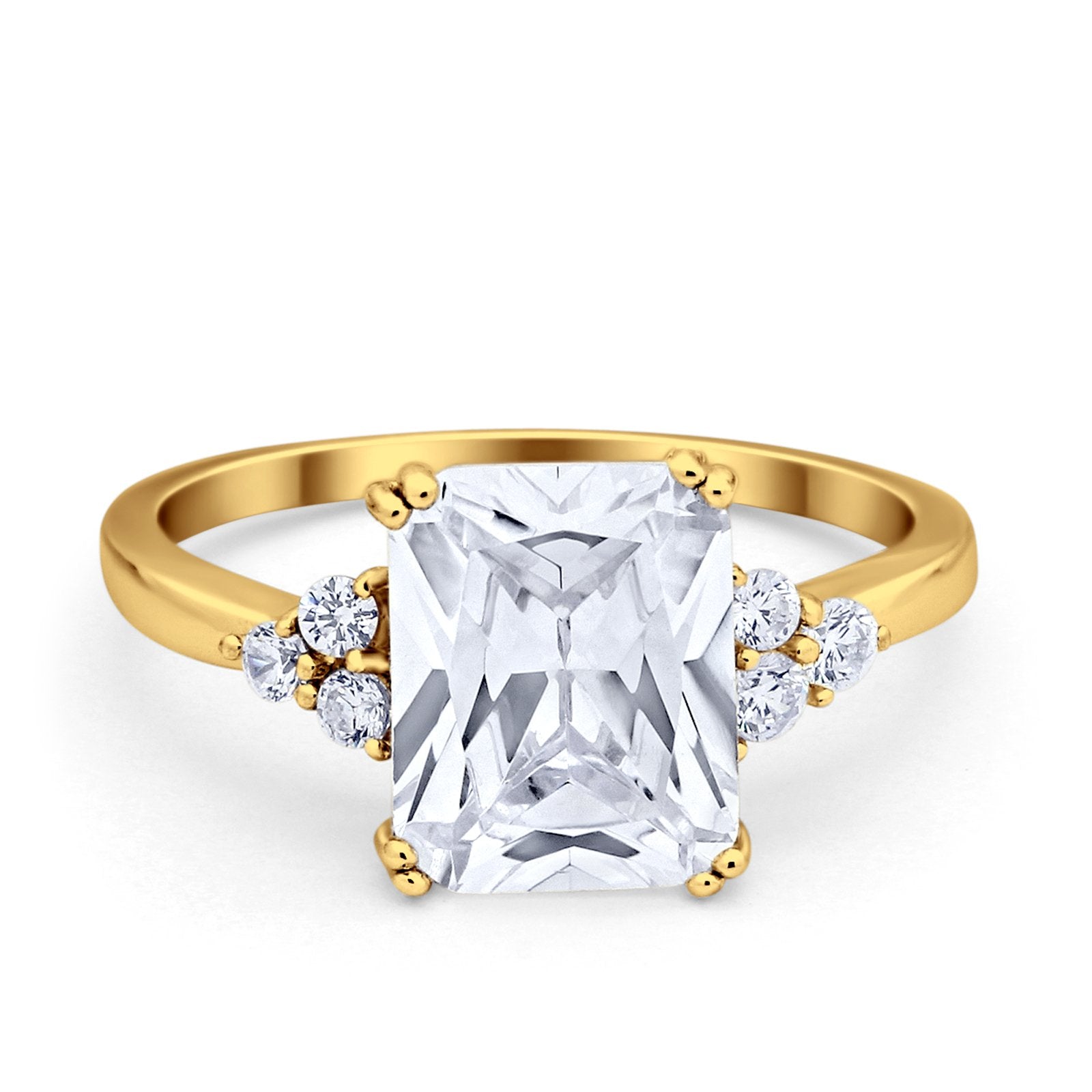 Art Deco Wedding Ring Round Simulated Cubic Zirconia 925 Sterling Silver