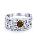 Two Piece Bridal Set Ring Round Simulated Cubic Zirconia 925 Sterling Silver