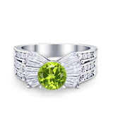 Art Dec Wedding Bridal Ring Round Simulated Cubic Zirconia 925 Sterling Silver