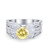 Art Dec Wedding Bridal Ring Round Simulated Cubic Zirconia 925 Sterling Silver