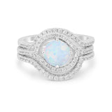 Three Piece Ring Band Round Simulated Cubic Zirconia 925 Sterling Silver