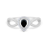 Teardrop Wedding Ring Pear Round Simulated Cubic Zirconia 925 Sterling Silver