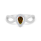 Teardrop Wedding Ring Pear Round Simulated Cubic Zirconia 925 Sterling Silver