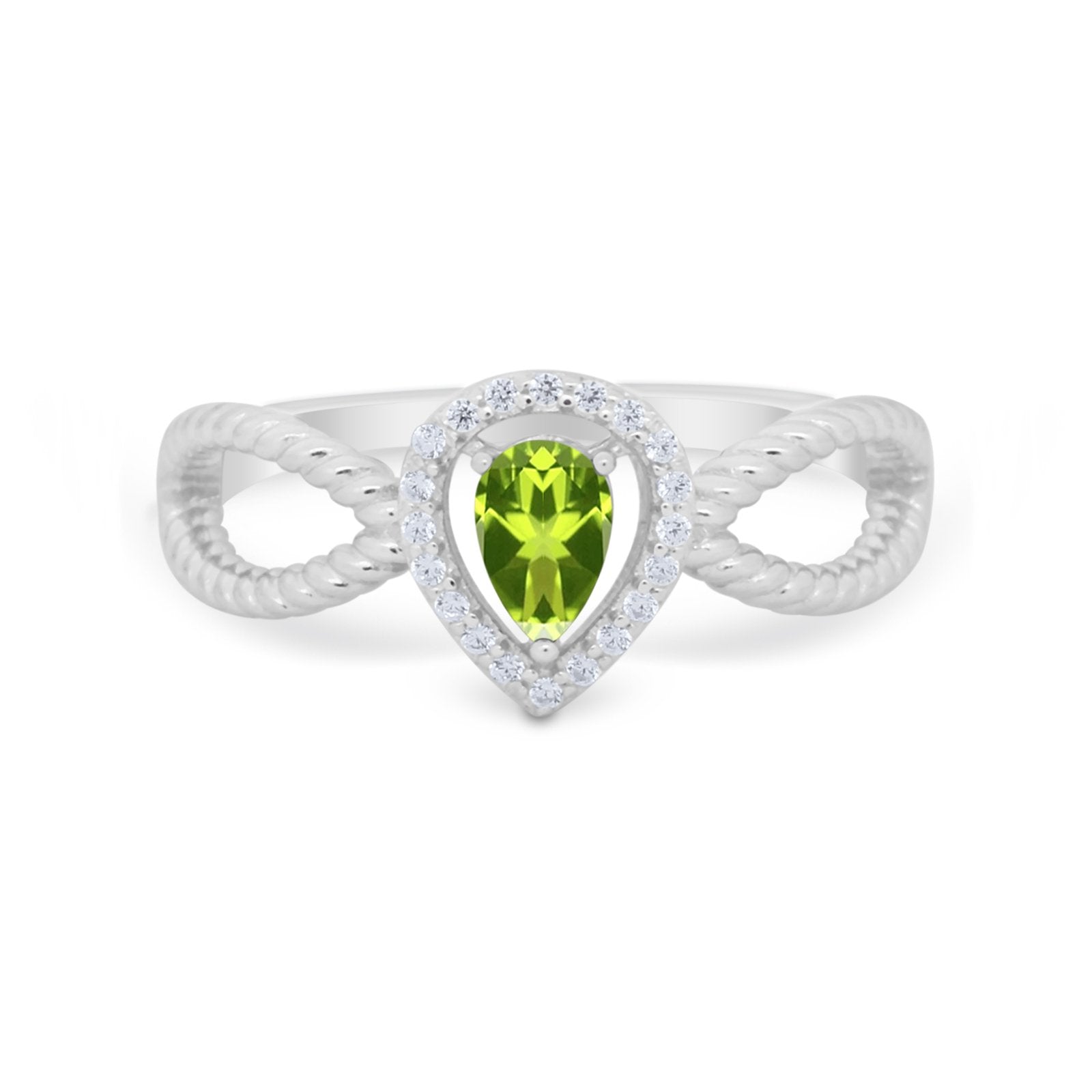 Teardrop Wedding Ring Pear Round Simulated Cubic Zirconia 925 Sterling Silver