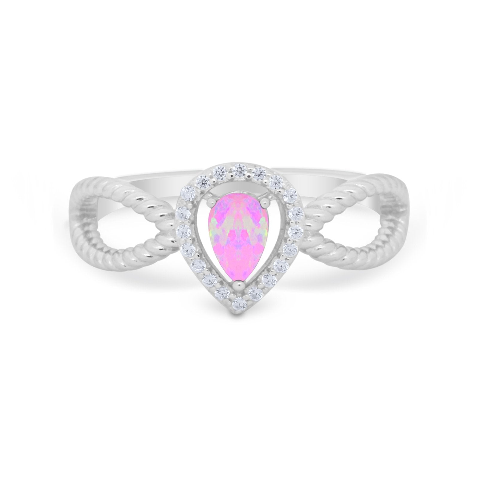 Teardrop Wedding Ring Pear Round Simulated Cubic Zirconia 925 Sterling Silver