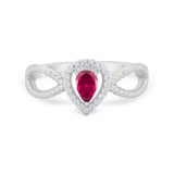 Teardrop Wedding Ring Pear Round Simulated Cubic Zirconia 925 Sterling Silver