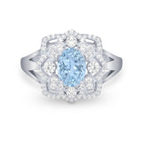 Art Deco Oval Wedding Ring Round Simulated Cubic Zirconia 925 Sterling Silver