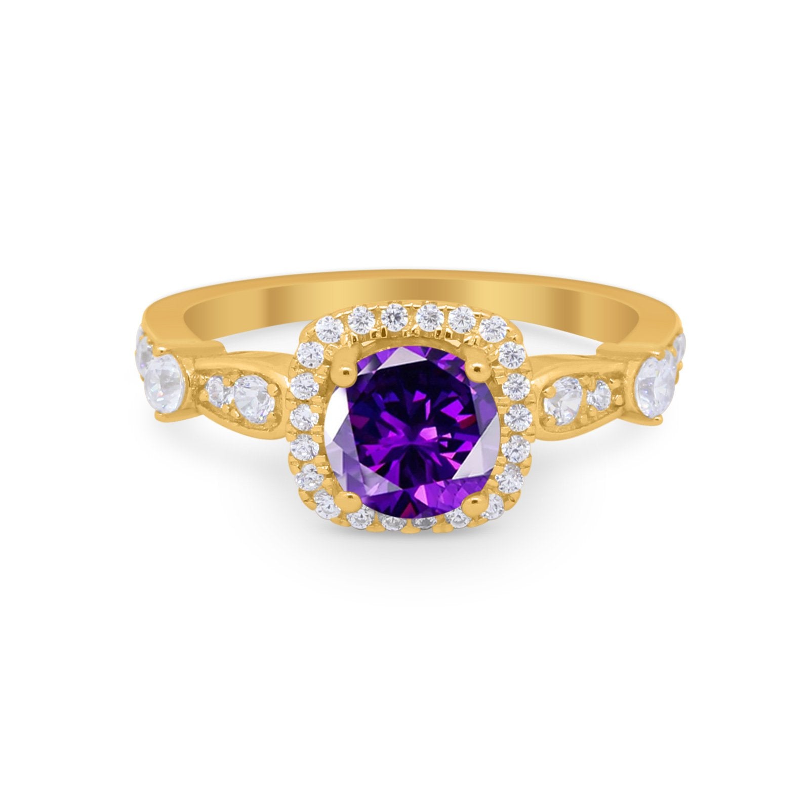 Vintage Art Deco Wedding Engagement Ring Round Cubic Zirconia 925 Sterling Silve-