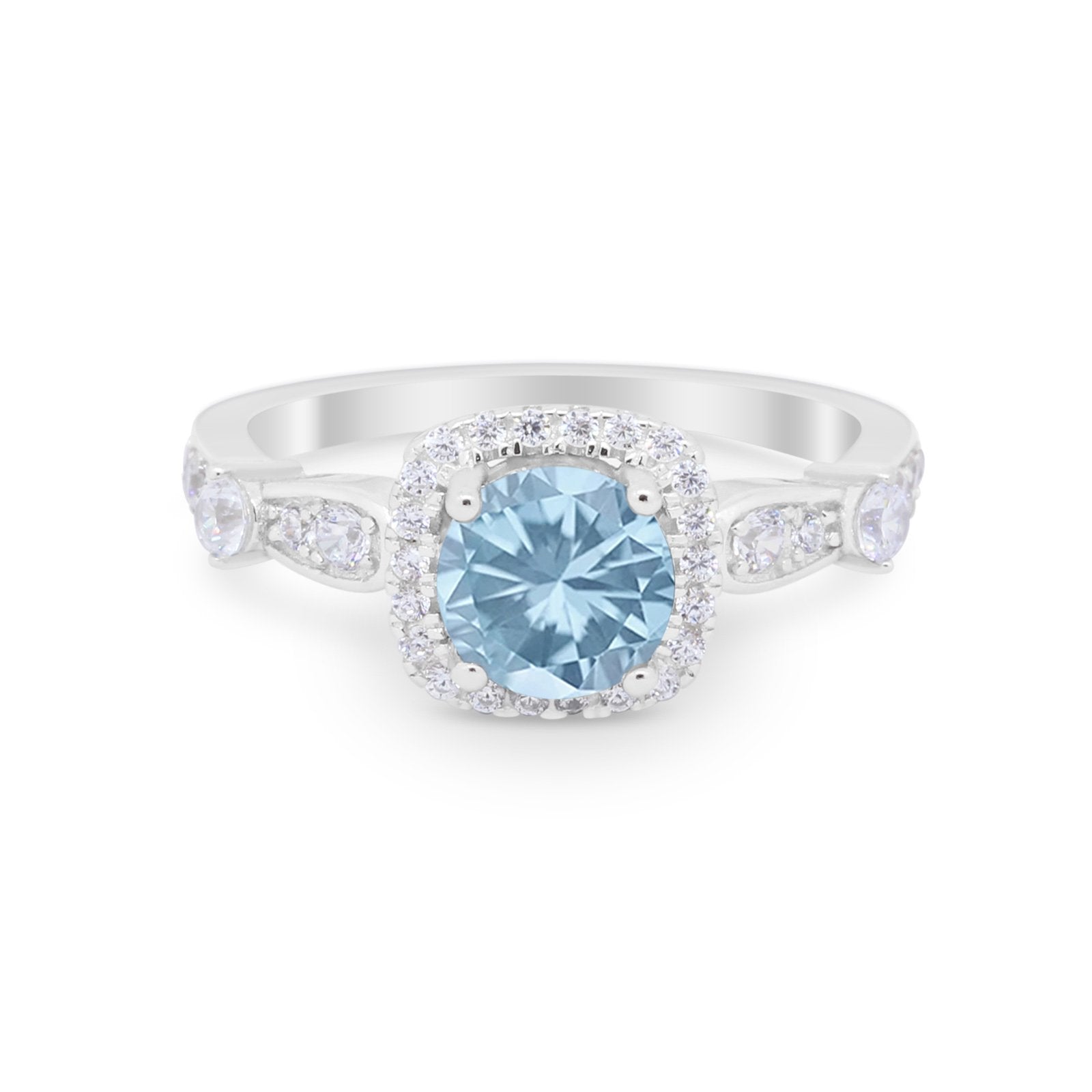 Vintage Art Deco Wedding Engagement Ring Round Cubic Zirconia 925 Sterling Silve-