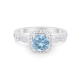 Vintage Art Deco Wedding Engagement Ring Round Cubic Zirconia 925 Sterling Silve-