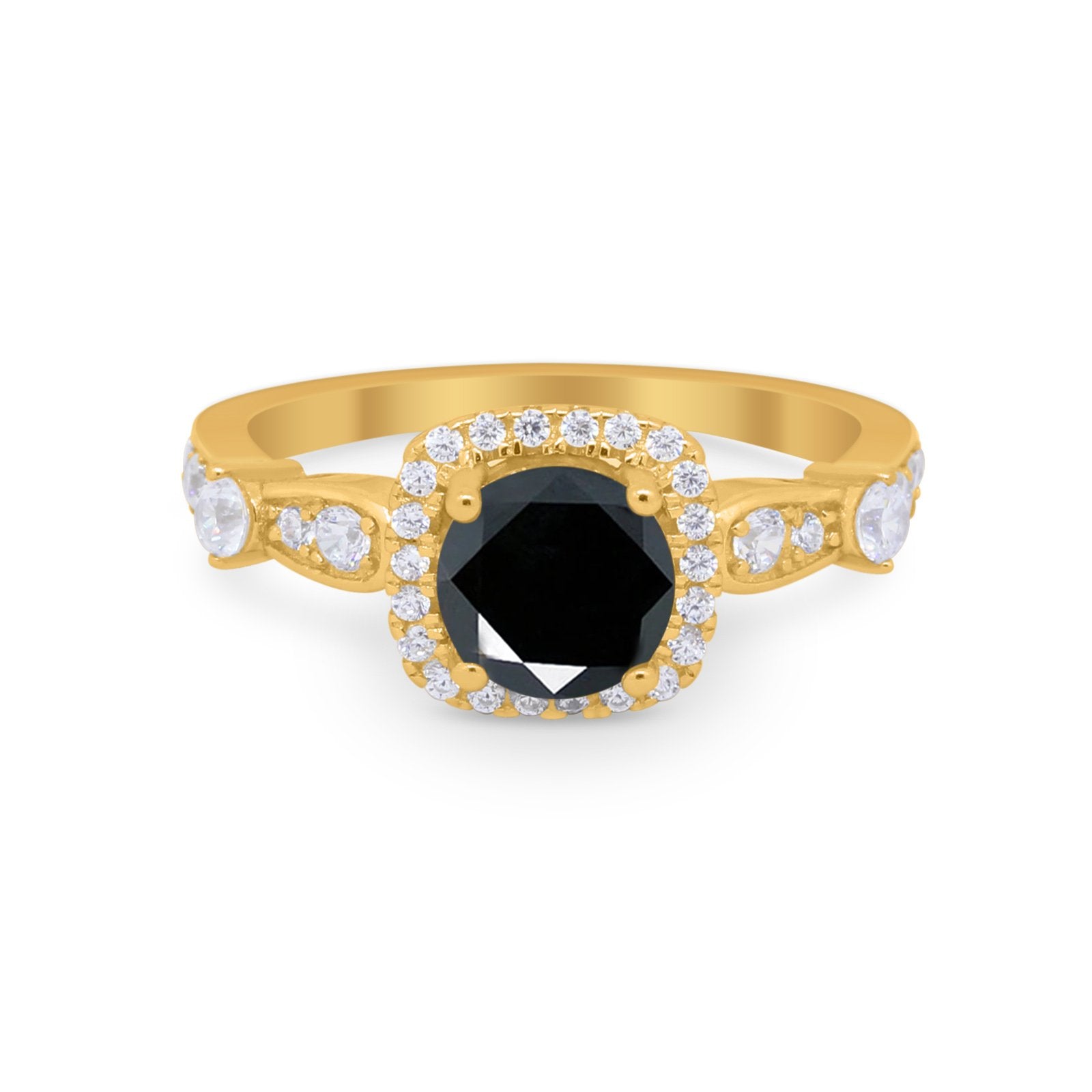 Vintage Art Deco Wedding Engagement Ring Round Cubic Zirconia 925 Sterling Silve-