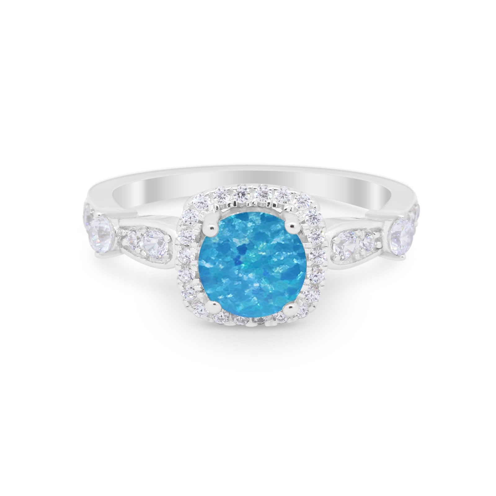 Vintage Art Deco Wedding Engagement Ring Round Cubic Zirconia 925 Sterling Silve-