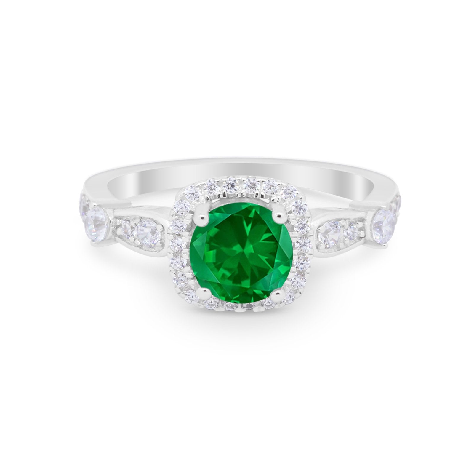 Vintage Art Deco Wedding Engagement Ring Round Cubic Zirconia 925 Sterling Silve-