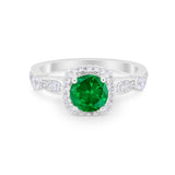 Vintage Art Deco Wedding Engagement Ring Round Cubic Zirconia 925 Sterling Silve-