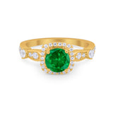 Vintage Art Deco Wedding Engagement Ring Round Cubic Zirconia 925 Sterling Silve-