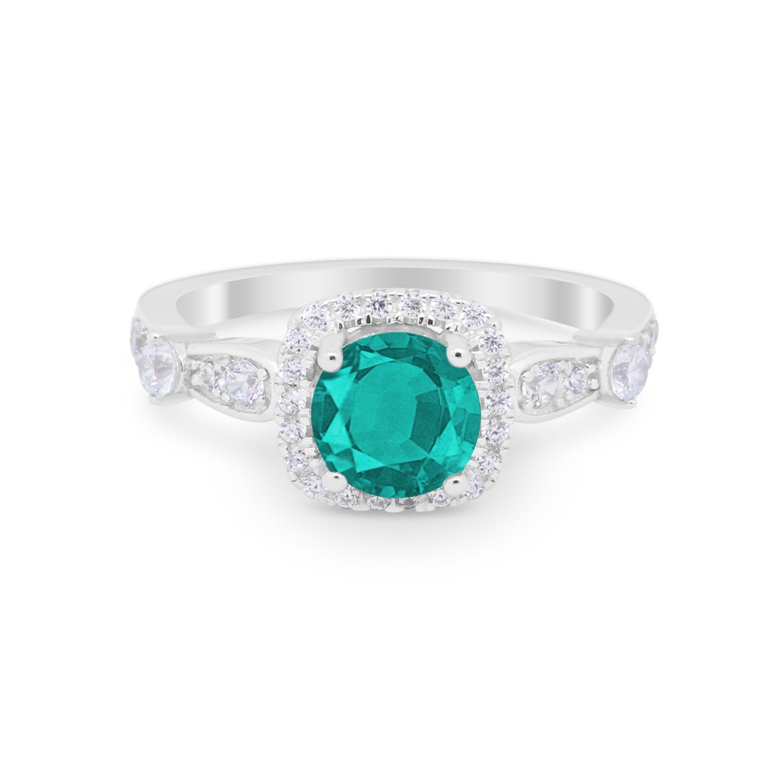 Vintage Art Deco Wedding Engagement Ring Round Cubic Zirconia 925 Sterling Silve