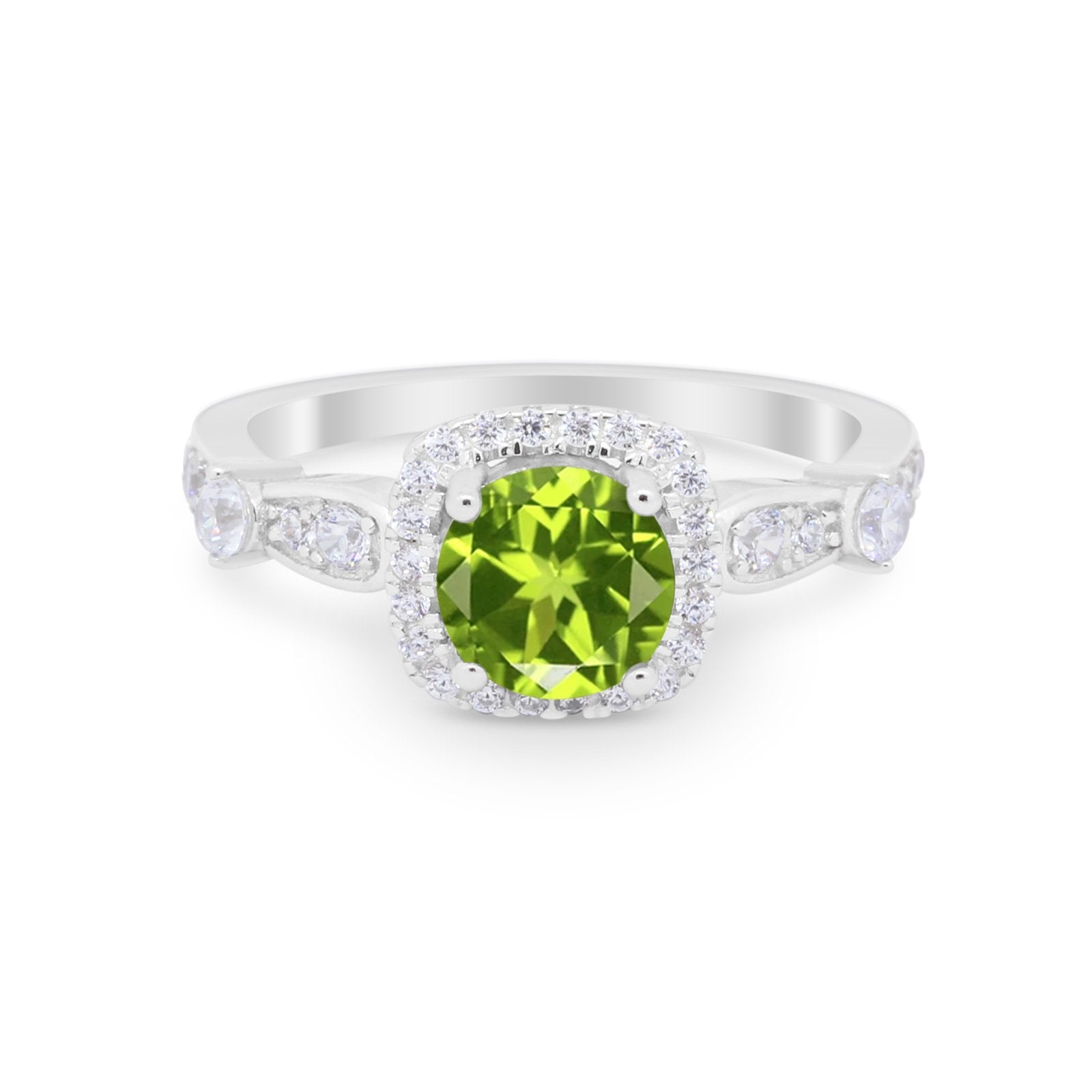 Vintage Art Deco Wedding Engagement Ring Round Cubic Zirconia 925 Sterling Silve