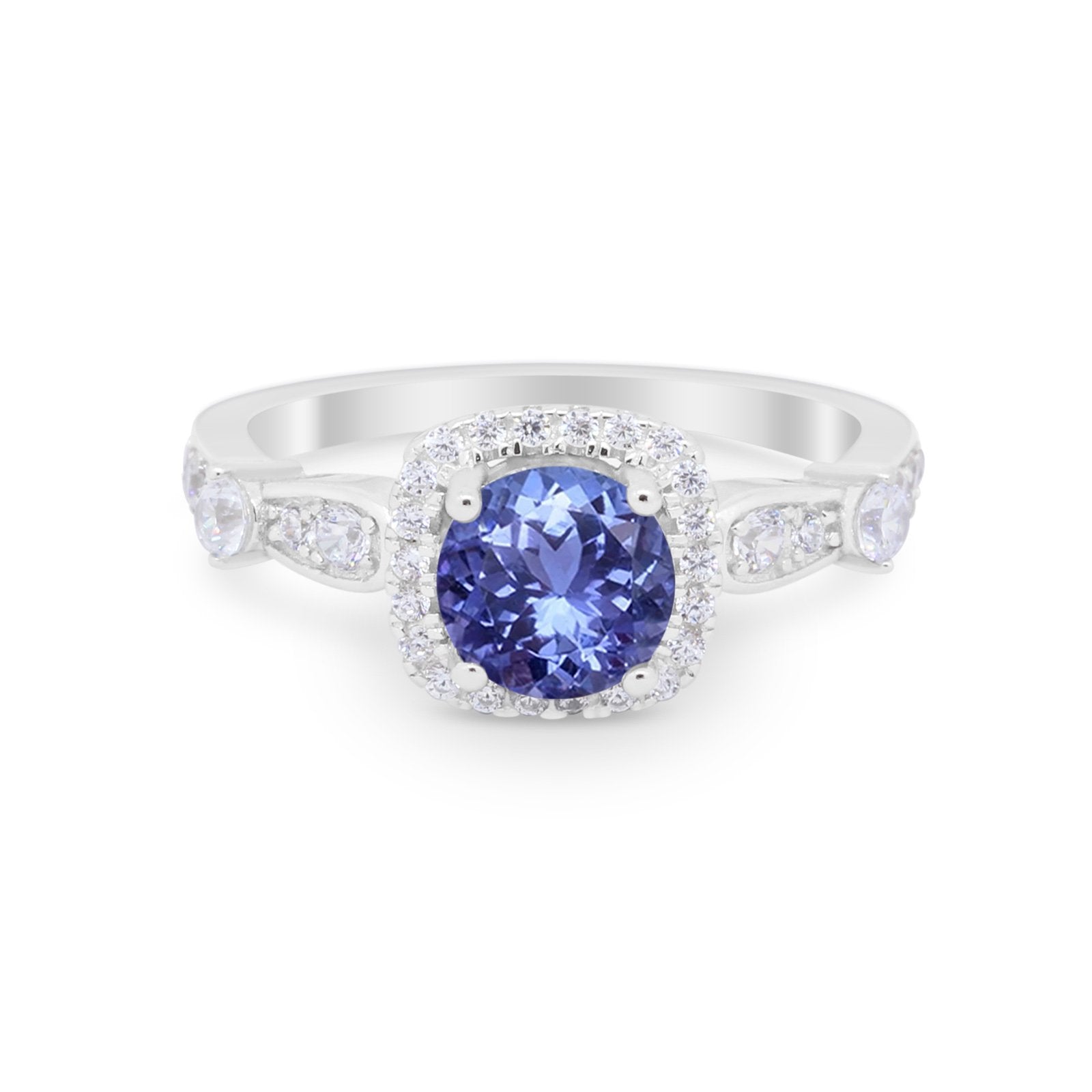 Vintage Art Deco Wedding Engagement Ring Round Cubic Zirconia 925 Sterling Silve