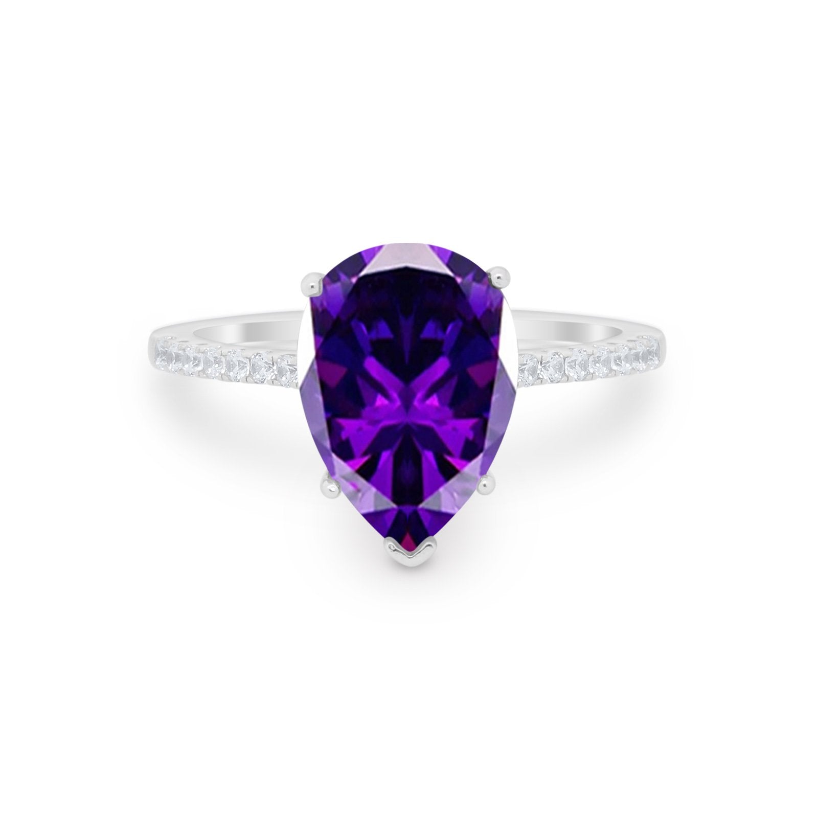 Teardrop Wedding Engagement Ring Pear Round Cubic Zirconia 925 Sterling Silver