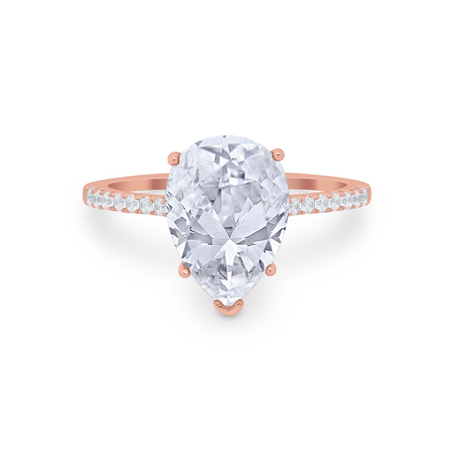 Teardrop Wedding Engagement Ring Pear Round Cubic Zirconia 925 Sterling Silver
