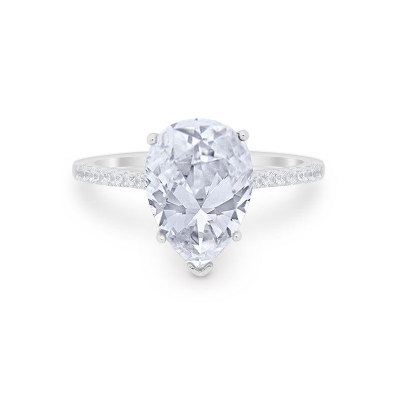 Teardrop Wedding Engagement Ring Pear Round Cubic Zirconia 925 Sterling Silver