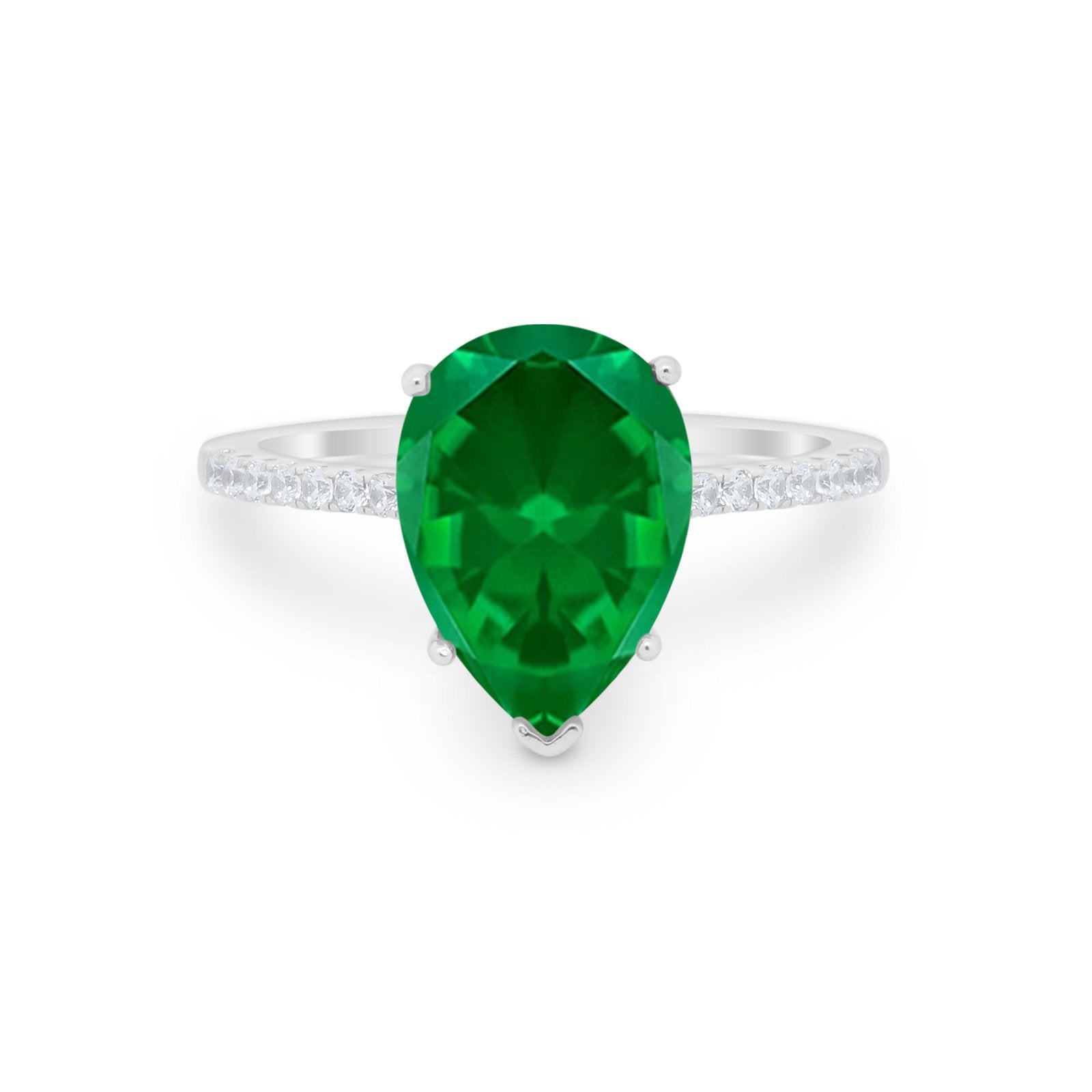 Teardrop Wedding Engagement Ring Pear Round Cubic Zirconia 925 Sterling Silver