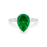 Teardrop Wedding Engagement Ring Pear Round Cubic Zirconia 925 Sterling Silver
