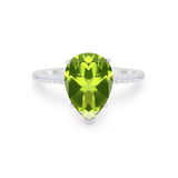 Teardrop Wedding Engagement Ring Pear Round Cubic Zirconia 925 Sterling Silver