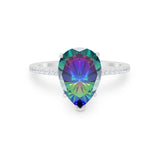 Teardrop Wedding Engagement Ring Pear Round Cubic Zirconia 925 Sterling Silver