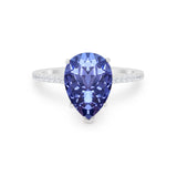 Teardrop Wedding Engagement Ring Pear Round Cubic Zirconia 925 Sterling Silver