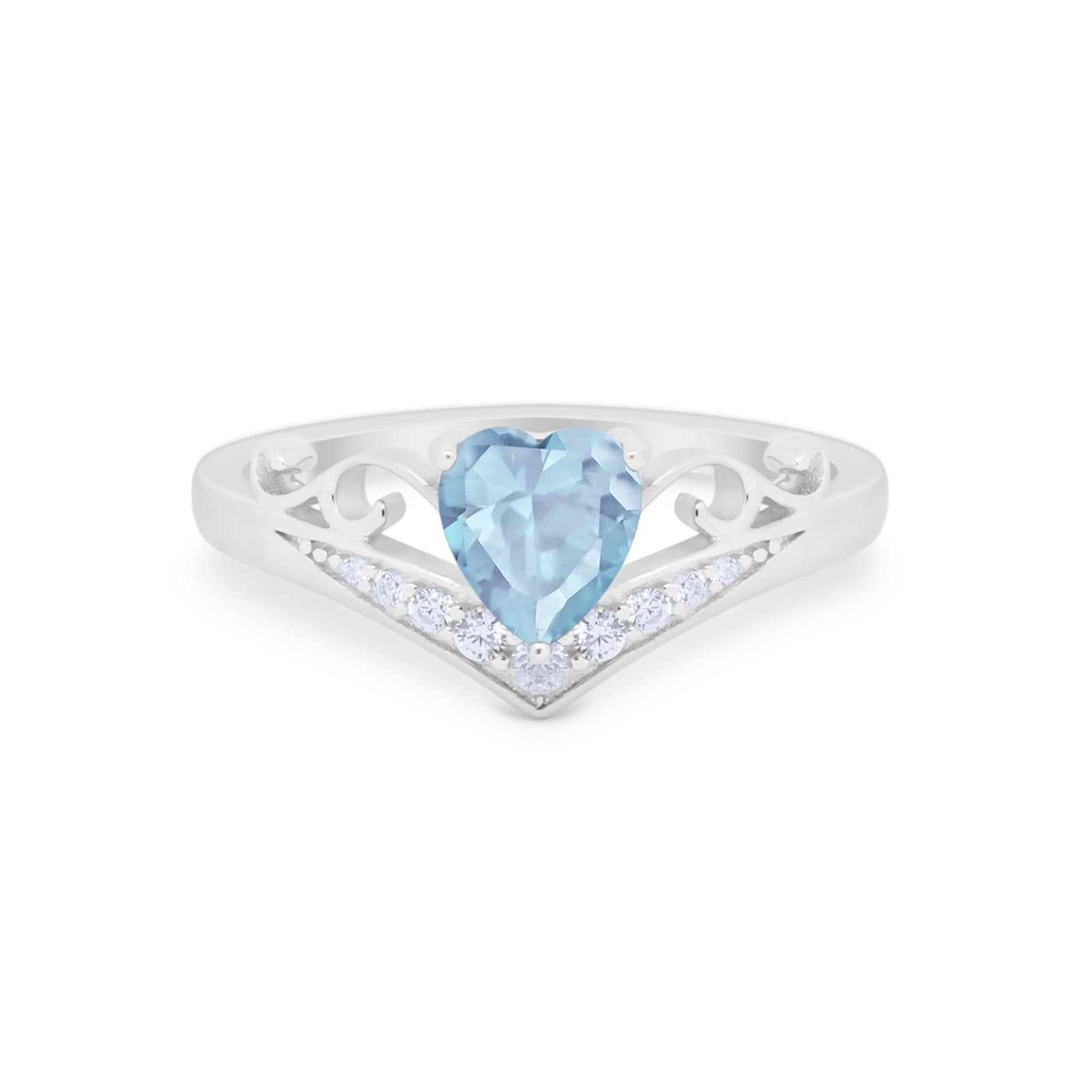 Heart Filigree Thumb Ring Round Simulated Cubic Zirconia 925 Sterling Silver