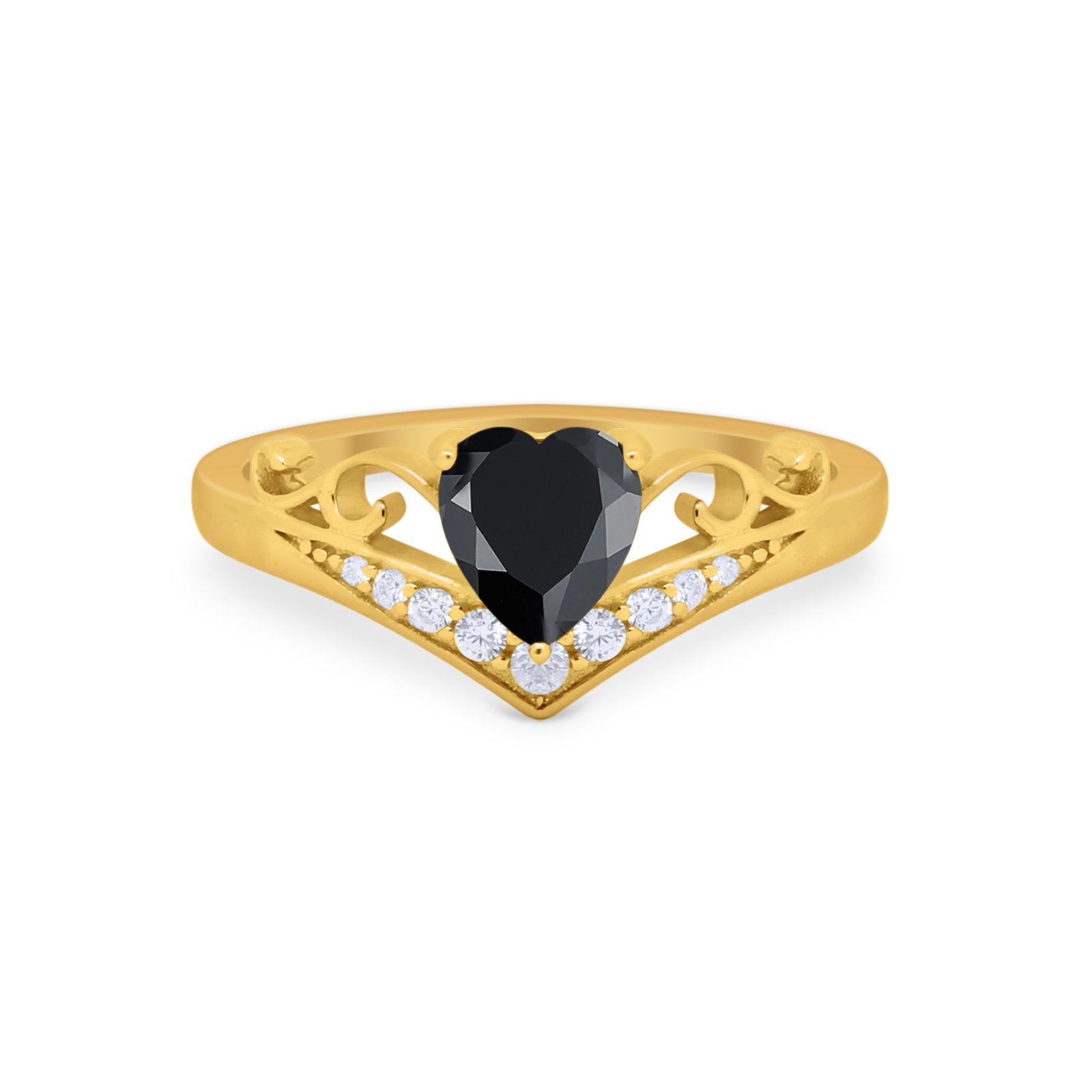 Heart Filigree Thumb Ring Round Simulated Cubic Zirconia 925 Sterling Silver