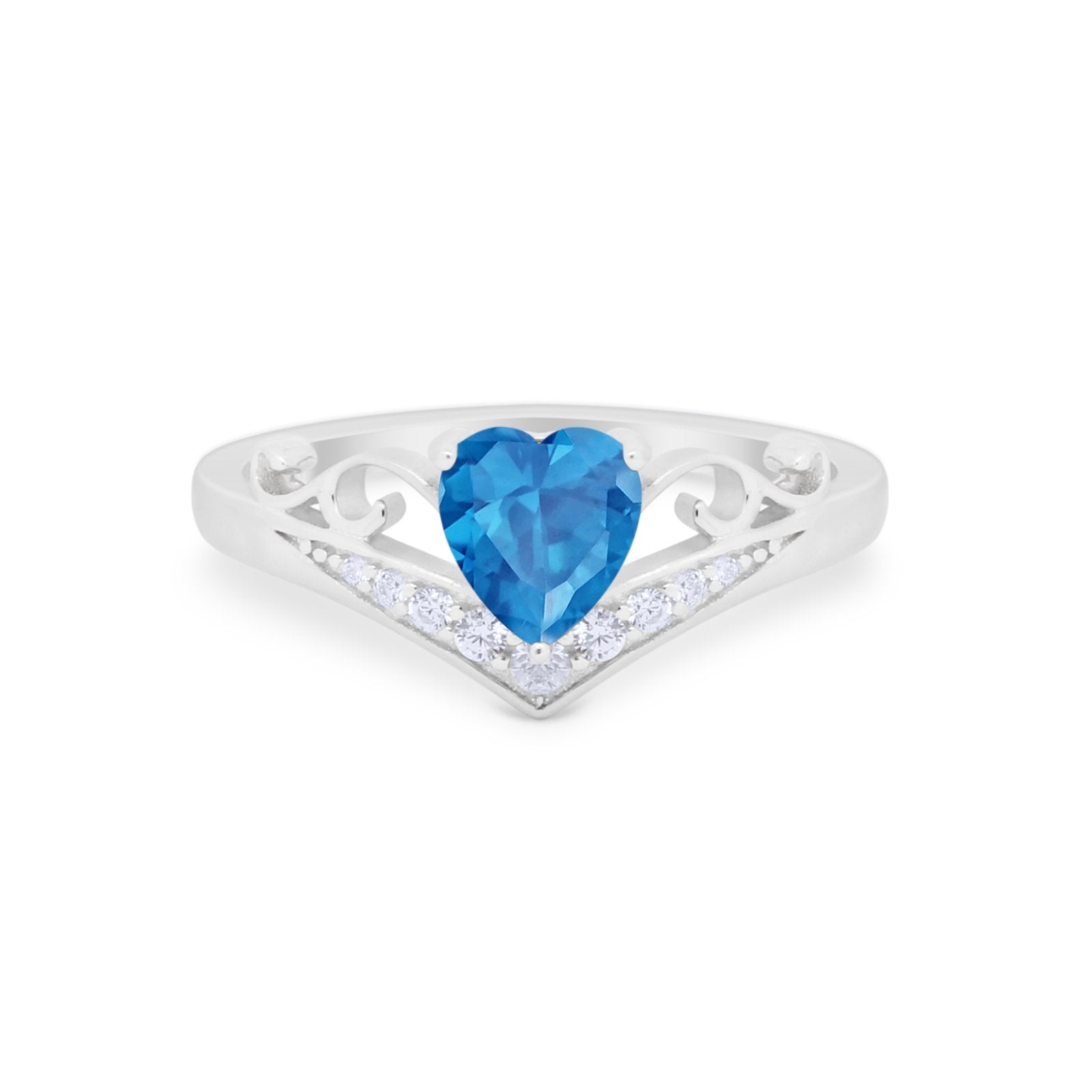 Heart Filigree Thumb Ring Round Simulated Cubic Zirconia 925 Sterling Silver